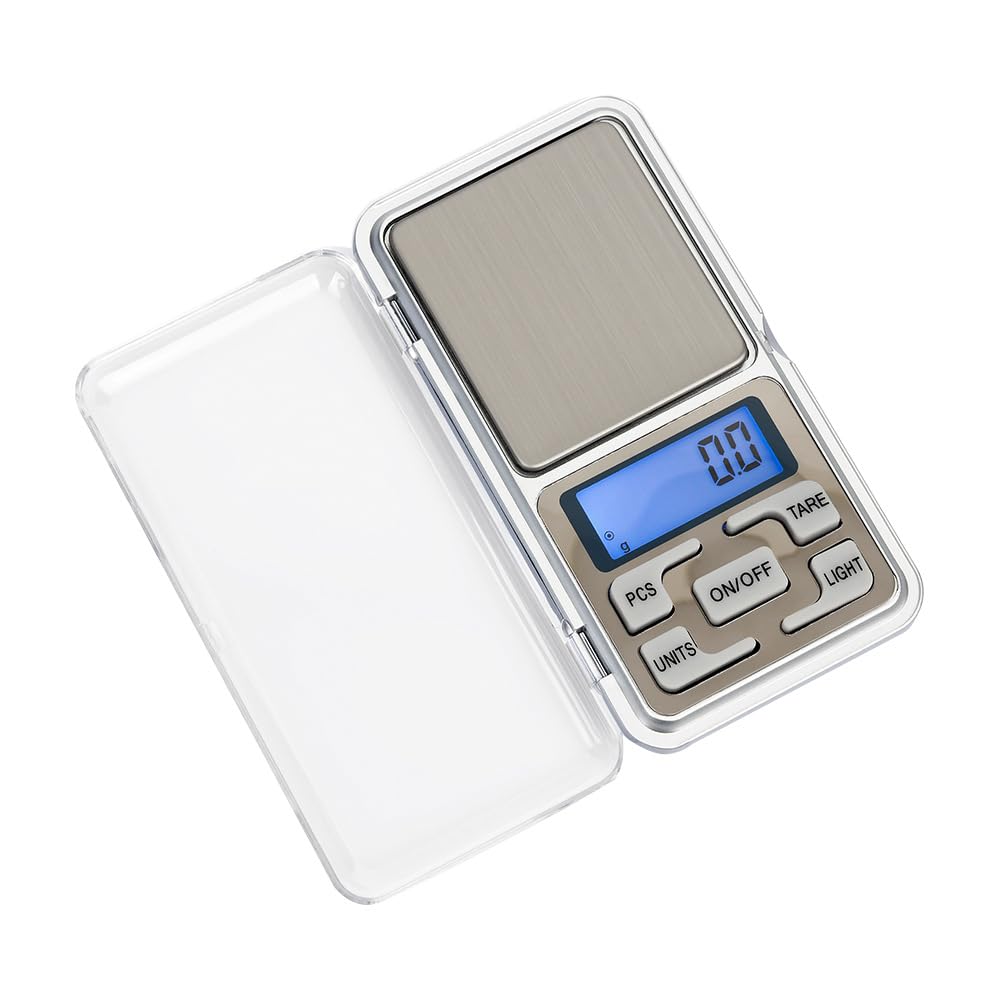 Digital Pocket Scale, 500g x 0.01g Precision, LCD Display with Backlight, Jewelry and Food Scale with Tray (Battery Not Included)