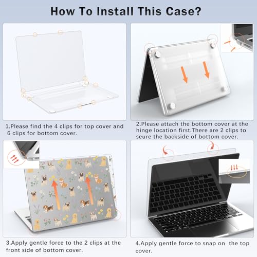 Compatible with MacBook Air 13 inch Case M1 Cute Dog Flower | A2337 A2179 A1932 2021-2018 Release | Protective Hard Shell Matte Cover for MacBook Air 13.3 inch - color: Dog B, size: MacBook Air 13.3 inch M1 A2337 A2179 A1932
