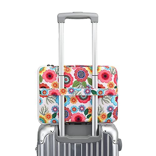 360° Protective Laptop Sleeve Case Bag with 3 Pockets,Handle,Luggage Strap for MacBook Pro 14 inch and 14 inch-14.4 inch Screen Laptop (Flowers) - color: Flowers(3 Pockets), size: 14 inch-14.4 inch