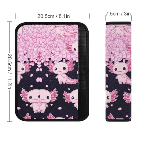 2PCS Pink Cherry Flower Blossom Axolotl Car Seat Belt Pad Breathable Shoulder Protector for Girls and Boys, Most Cars, Anti-Slip Pad - color: Pattern 433