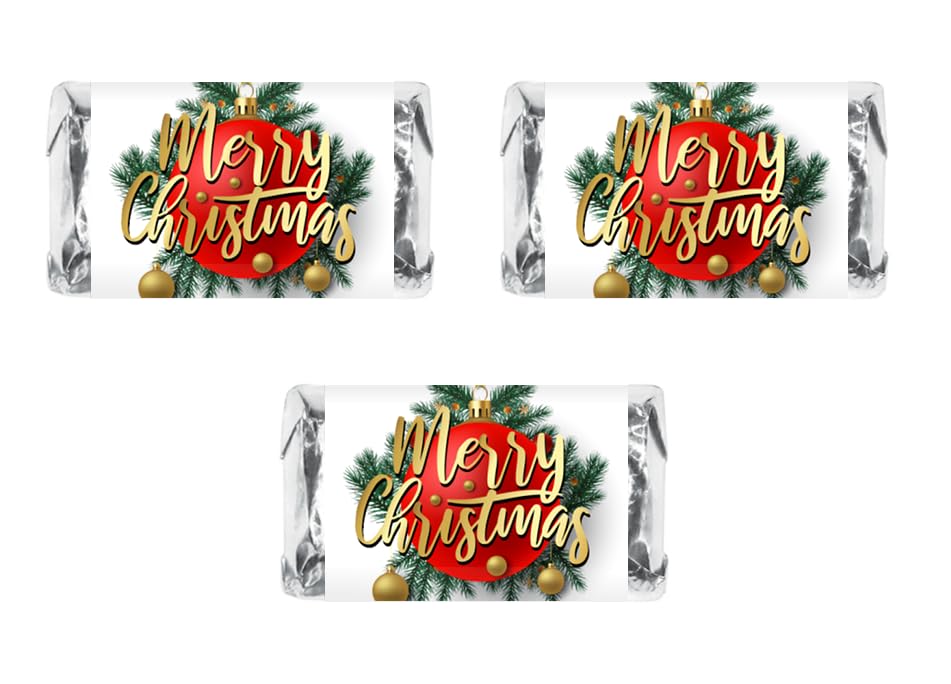 60 Merry Christmas Decorative Miniatures Candy Bar Wrapper, Adorable Stickers for the Holiday Season, Party Decorations, Favors, Party Supplies. Candy