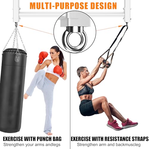 Ceiling Mounted Pull Up Bar, Heavy Duty 700 LBS Multi Grip Pull Up Bars, 16"/24" Rafter Chin Up Bar, Ceiling Joist for Garage/Gym/Basement with Comfortable Grip & Round Anchors, Easy to Install - color: White