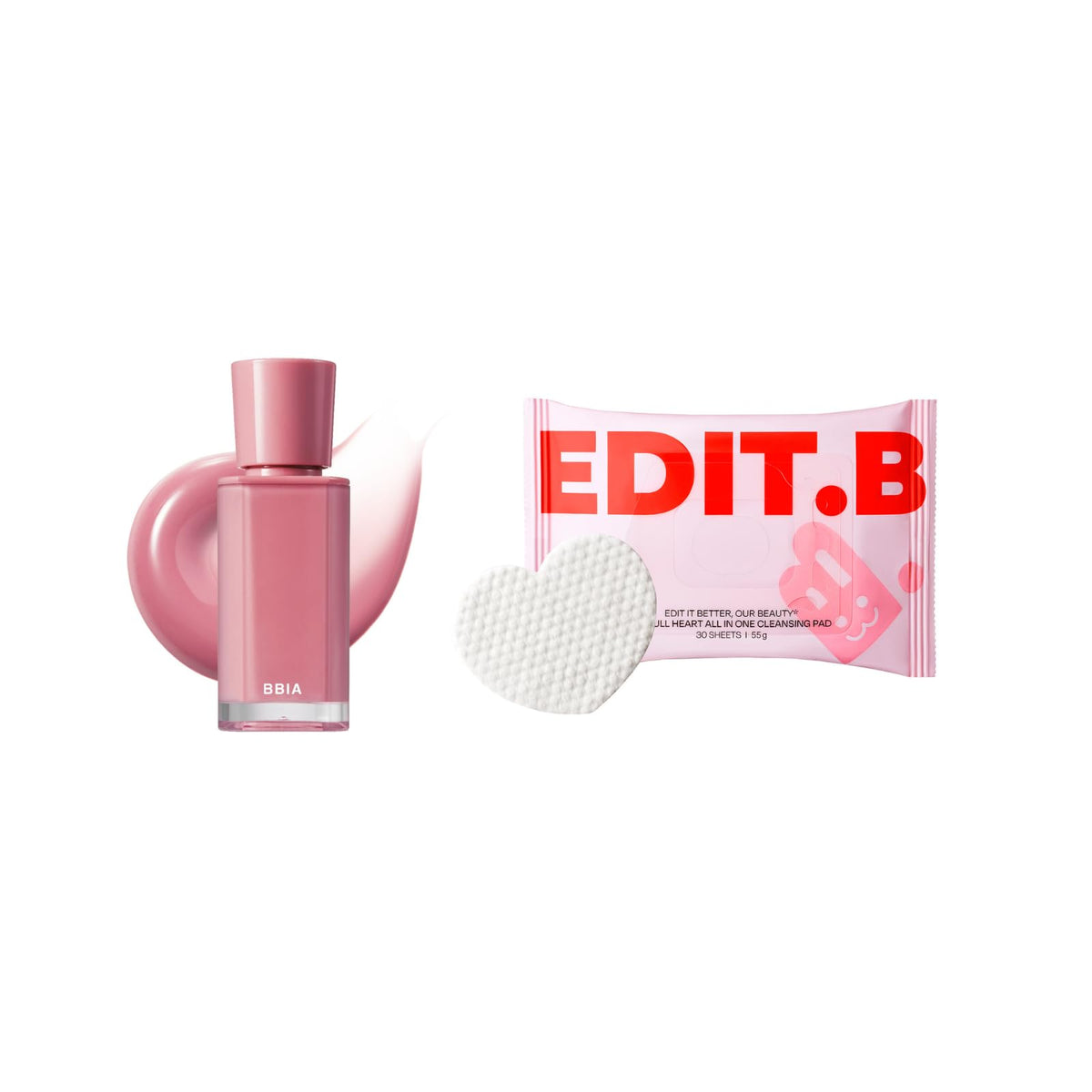 BBIA Glow Tint #16 Summer + EDIT.B Cleansing Pad | Lip Makeup & Clean Skin Duo Bundle