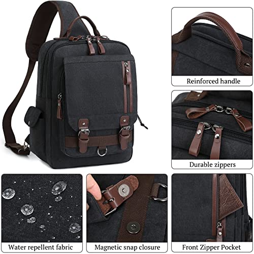 mygreen Canvas Cross Body Messenger Bag Shoulder Sling Backpack Travel Rucksack - color: Black-xl, size: X-Large
