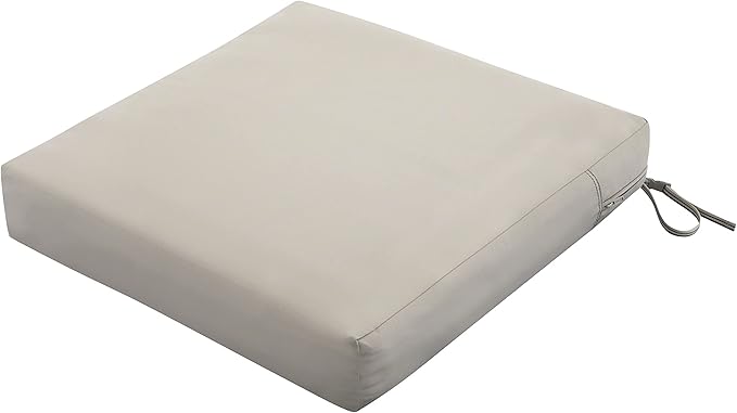 Classic Accessories Ravenna Water-Resistant Patio Lounge Chair/Loveseat Cushion, 25 x 27 x 5 Inch, Mushroom, rectangle Outdoor Seat Cushion