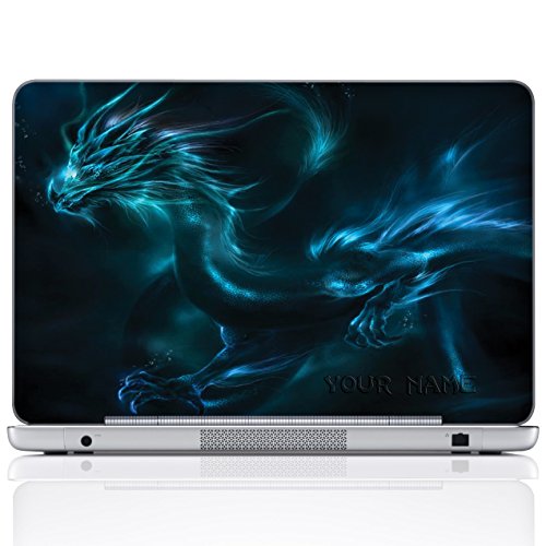 Custom Design Personalized Laptop Skin Sticker Cover Art Decal, Customize Size & Text (Any Size, Blue Dragon) - color: Blue Dragon, size: Custom Size