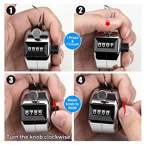 Tally Counter, 4-Digit Clicker Counter, Metal Hand Tally Counters Clicker Pitch Counter for Counting, Knitting, Coaching, Golf, Lap, Fishing - color: B-3 PCS