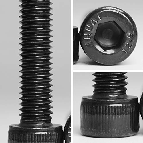 M4 x 25mm Socket Head Cap Screws Bolts 12.9 Grade Alloy Steel Metric Machine Hex Socket Screw, Black Oxide Finish, Fully Threaded, 50PCS - size: M4×25mm