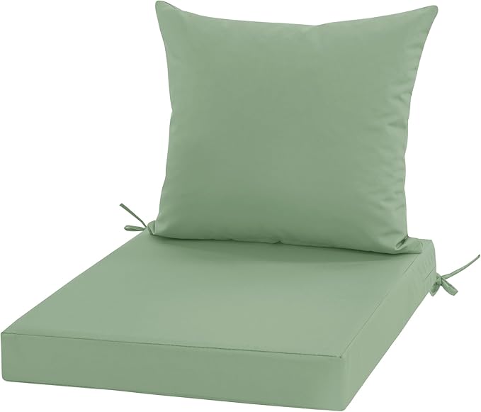 Outdoor Chair Cushions, Waterproof Outdoor Cushions for Patio Furniture w/Fade-Resistant, Removable & Machine-Washable Covers, 19x19 Inch, Ideal for Seat in Gardens/Porch – Set of 1/2/4, Sage Green