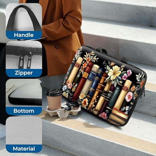 Laptop Sleeve with Handle 17 Inch, Waterproof Laptop Case Bag, Flower Book Pattern Design Computer Sleeve Compatible with MacBook Air, Pro, HP, Dell, Lenovo, ASUS - color: Flower Book, size: 17inch(16-17.3")
