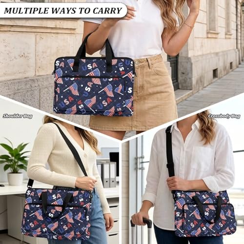 Laptop Sleeve, Laptop Cover with Adjustable Strap Computer Bag Tablet Notebook Sleeves Handbag Messenger Briefcase - color: American Flag