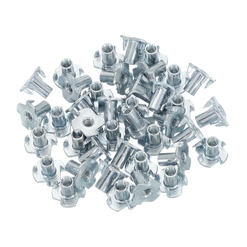 PATIKIL M4 T-Nuts, 40 Pcs Zinc Plated Steel 4-Pronged Tee Blind Nut 10 mm Length Four-jaw t Nuts Threaded Inserts Hardware for Wood Furniture Cabinetry Rock Climbing Holds - size: M4x10 mm