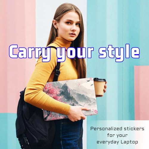 Universal Laptop Skin Sticker Decal, Compatible with MacBook HP Dell Lenovo 12"-15.6", Reusable Vinyl Notebook Cover 3PCS Set, High-Recognition Film- Pink-Japanses Sakura - color: Pink-Japanses Sakura