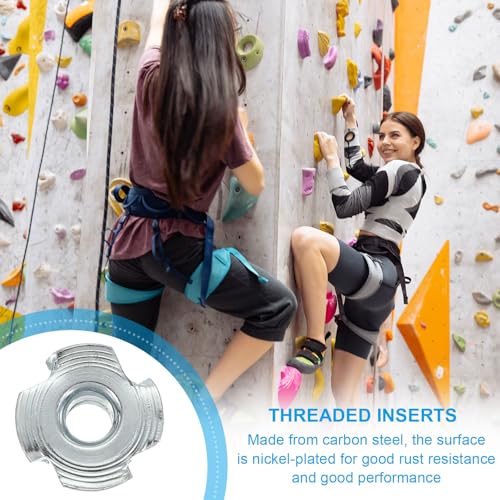 PATIKIL M6 T-Nuts, 40 Pcs Zinc Plated Steel 4-Pronged Tee Blind Nut 12 mm Length Four-jaw t Nuts Threaded Inserts Hardware for Wood Furniture Cabinetry Rock Climbing Holds - size: M6x12 mm