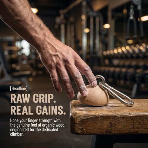 Wooden Grip Strength Hemisphere Ball Hand Exerciser for Climbing Finger Training Tool with Slip Resistant Surface and Ergonomic Design, Improves Forearm Strength for Outdoors