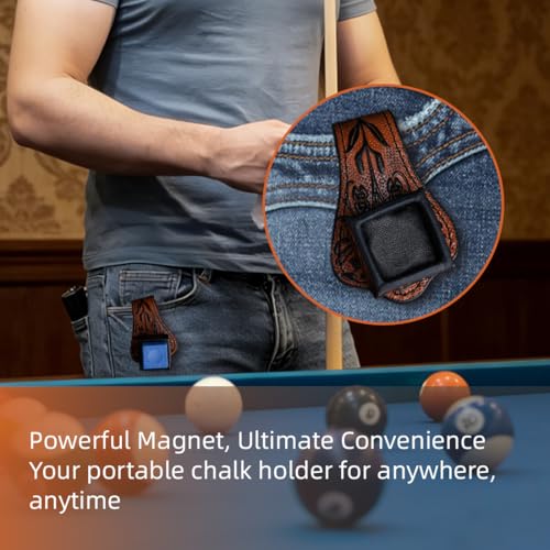 KONLLEN Magnetic Chalk Holder, Pool Cue Accessory | Round or square holder keeps chalk secure and easy to reach for pool cue and billiard players - color: 2-in-1-Black