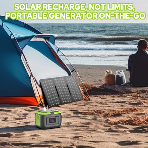 Portable Power Station with Solar Panel 30W, 120W 110V USB-C Solar Power Pack Battery Generator with Panel, Solar Power Bank with AC Outlet for Laptop Smart Device RV VAN Outdoor Tent Camping