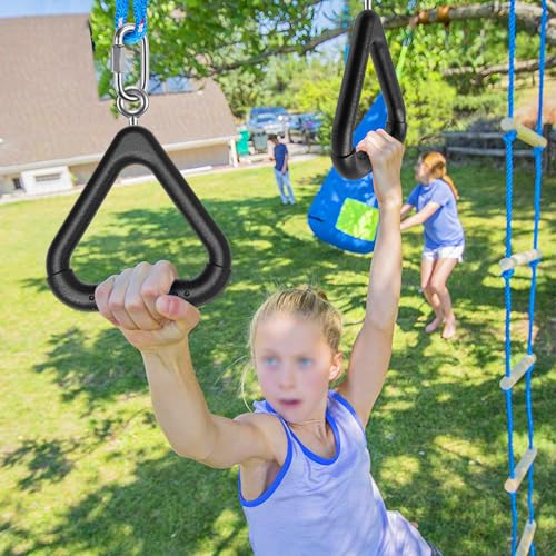 Dolibest Monkey Bars Trapeze Bar Kids Monkey Bars Playground Trapeze Bar Rings Swing Sets for Backyard with Monkey Bars Ninja Course for Kids Outside Playset Monkey Bars (2Pcs), Black - color: Black1-2 Pack