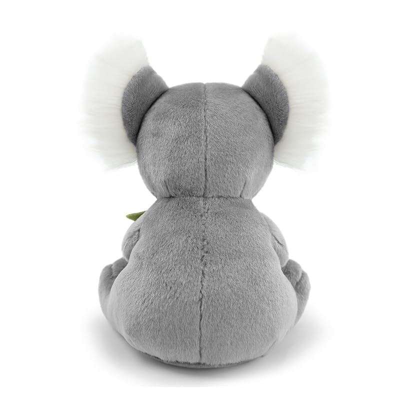 JUSTQUNSEEN Koala Stuffed Animal Plush Toy with Eucalyptus Leaf 10 Inch Cute Soft Koala Bear Plushies Safe Embroidered Eyes Zoo Animals Decor Birthday for Kids Toddlers Boys Girls
