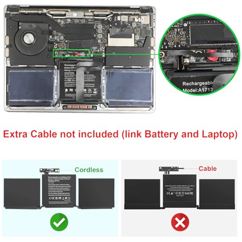 Fancy Buying Battery A1713 A2171 for MacBook Pro 13 Inch A2159 (2019) A2289 (2020) A2338 (2020), A1708 Late 2016 Mid 2017 (EMC 2978 3164), MPXQ2LL/A MLL42LL/A MLUQ2LL/A MPXR2LL/A MPXU2LL/A MPXT2LL/A - size: 11.34*3.29*0.18inch