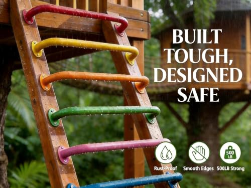 Monkey Bars Indoor Playground Handles 17inch, Heavy Duty Ceiling Grab Bars for Climbing Frames, Wall Ladders, Treehouses and Swing Set Accessories (6-Pack) - color: Pink