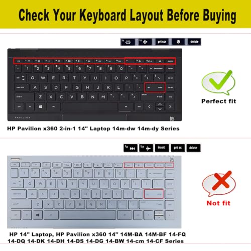 Keyboard Cover for HP Laptop 14 & HP Pavilion x360 14m-dw 14m-dy 14-dv, HP 14m-dw1010wm dw1023dx dw1033dx 14m-dy0033dx 14m-dy0023dx 14m-dy0013dx 14m-dw1013dx dw0023dx dw0033dx-Colorful - color: Colorful
