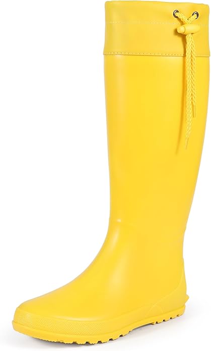 Asgard Packable Tall Rain Boots for Women Waterproof Rubber Garden Boots Ultra Lightweight Flat Mud Boots- NOT FOR WIDE CALF