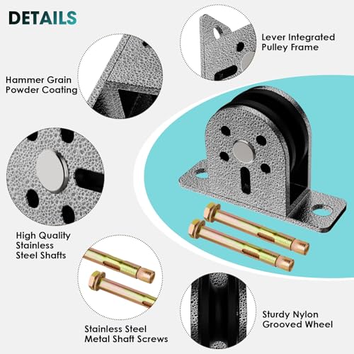 Cable Rope Bearing Pulley Wheel, Wall-Mounted Fixed Pulley Weight System for Home Gym, Weightlifting, DIY Fitness Equipment, Ceiling Mount Accessories - color: Grey-1pc