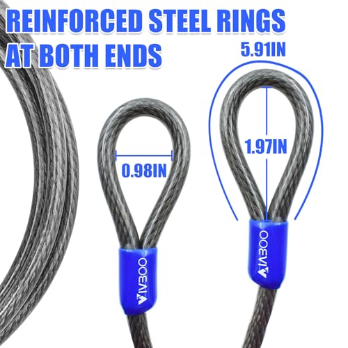 1/3in Security Cable with Loops Cut-Resistant and Waterproof | 4FT/6FT/8FT/10FT Security Cable Suitable for Travel,Home and Outdoor Activities - size: 8FT