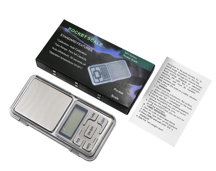 Digital Pocket Scale, 500g x 0.01g Precision, LCD Display with Backlight, Jewelry and Food Scale with Tray (Battery Not Included)