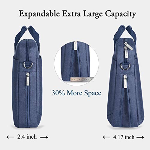 Voova 15.6-15 Inch Laptop Bag, Computer Bag, MacBook Bag, Blue | Expandable splash-proof laptop messenger bag with removable strap; fits notebooks, MacBook, HP, Dell, Lenovo and Asus - color: Blue, size: 14-15.6 Inch