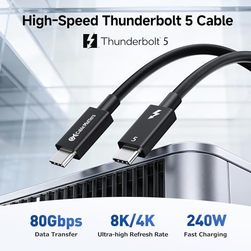 Cable Matters [Intel Certified] 80Gbps Thunderbolt 5 Cable, 3.3ft / 1m | Black, [up to 120Gbps Boost, 8K@120Hz / 6K@240Hz / 4K@540Hz with DSC, 240W, 80G Data Transfer], Supports TB 4/3, USB4, USB-C - color: Black, size: 3.3 ft