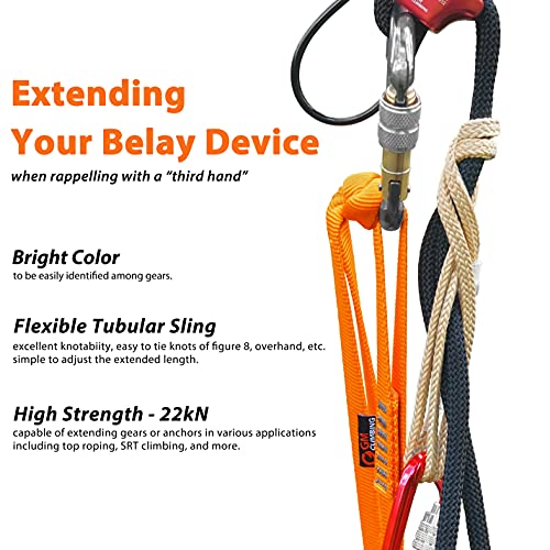 GM CLIMBING 16mm Nylon Sling Runner 22kN / 4950lbf CE UIAA Certified - color: Gray, size: 60cm / 24inch | Single Unit