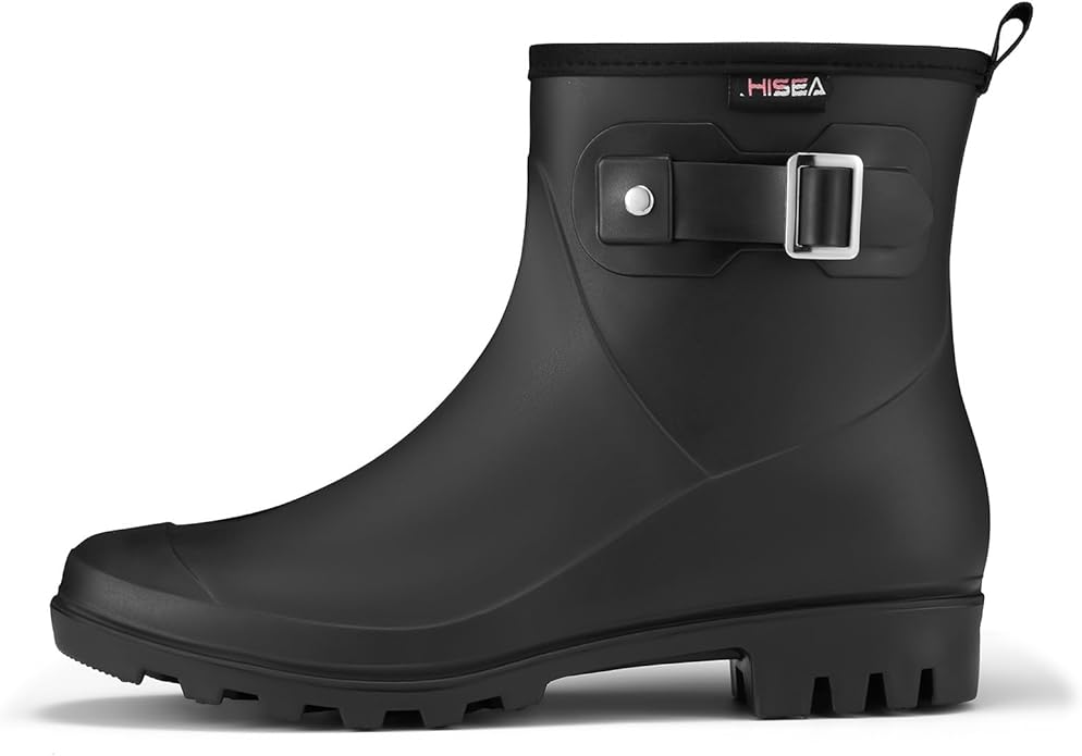 HISEA Women's Ankle Rain Boots Waterproof, Fashion Short Garden Shoes Anti-slip for Women with Comfortable Insole