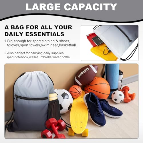 HOLYLUCK Men & Women Outdoor Sport Gym Sack Waterproof Drawstring Backpack Bag (Standard with drawstring, Gradient Black) - color: Gradient Black, style: Standard With Drawstring