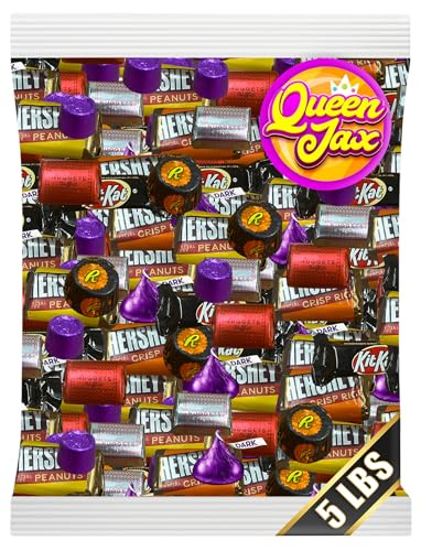 Dark Chocolate Candy Variety - 5 lbs - Kisses Dark, Dark Chocolate - Bulk Dark Chocolate - Individually Wrapped Chocolate