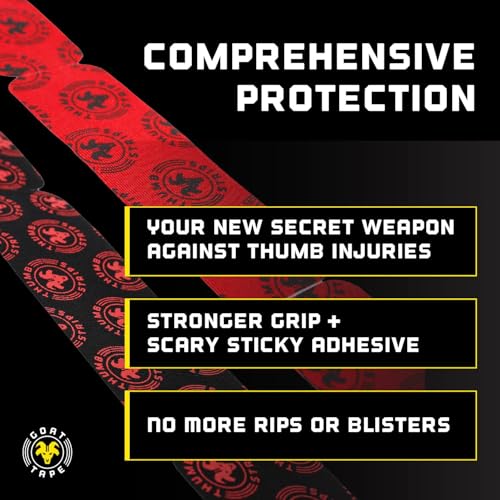 Goat Tape Black Super Stretchy Premium Thumb Tape and Pre Cut Black Athletic Tape for Fingers - Extra Sticky Elastic Athletic Thumb Tape for Weightlifting