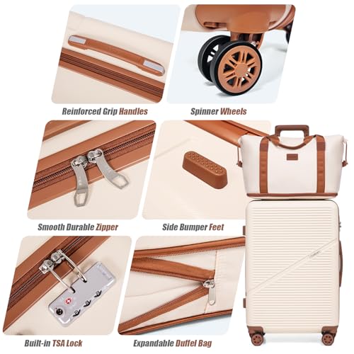 Cosbarn Carry On Luggage,3 Piece Carry On Suitcase,22x14x9 Airline Approved | Lightweight ABS Hardside Luggage, TSA-Approved Lock,Suitcases with Wheels,20Inch,Matching Duffle Bag,For Men&Women - color: MintGreen, style: Carry on Luggage With Duffel Bag