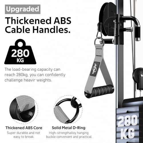 Exercise Handles, Cable Machine Handles for Gym Cable Attachments Training | 2 Pack Heavy Duty Handle with Non Slip Grip for Cable Machines, Pull Down Workouts, Resistance Bands and Home Gym Equipment - color: Grey