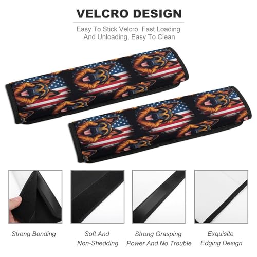 1 Pair Universal Soft and Comfortable Seat Belt Shoulder Pad for Adult Use, Stroller Pushchair High Chair, America Flag German Shepherd Neck Strap Covers, Anti-Slip Pad - color: Pattern 718