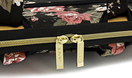 Black C Rose Patten water resistant Laptop Shoulder Messenger Bag Case Sleeve for 15 Inch 15.6 Inch Laptop,Laptop Briefcase - color: Black C Rose, size: 15-15.6 Inch