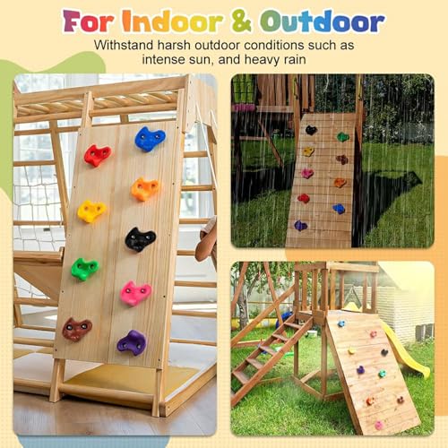 12Pcs Rock Climbing Wall Holds Set with Textured Grip Climbing Stone for Backyard Playgrounds Rock Wall - color: Black