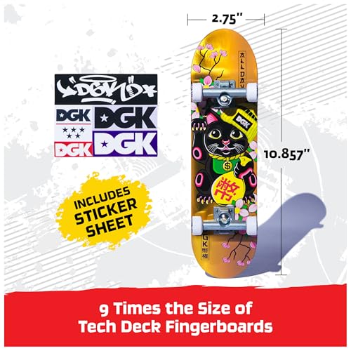 TECH DECK DGK Handboard, Authentic Mini Skateboard | 9x Larger than a Fingerboard, Hands Only, Authentic Graphics, Die-Cast Trucks, Skateboard Gifts for Kids & Collectors Ages 6+ - style: DGK