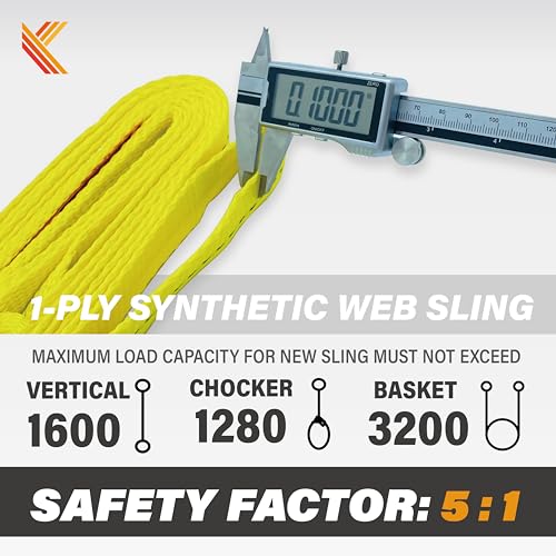 1-Ply Lifting Sling Straps 1”x 6ft - 1650lbs Vertical Capacity Heavy Duty Flat Eye Lift Sling, for Rigging Moving Towing Hoisting -2Pack - Kodiak Straps - color: 2 PACK, size: 1inch x 6ft