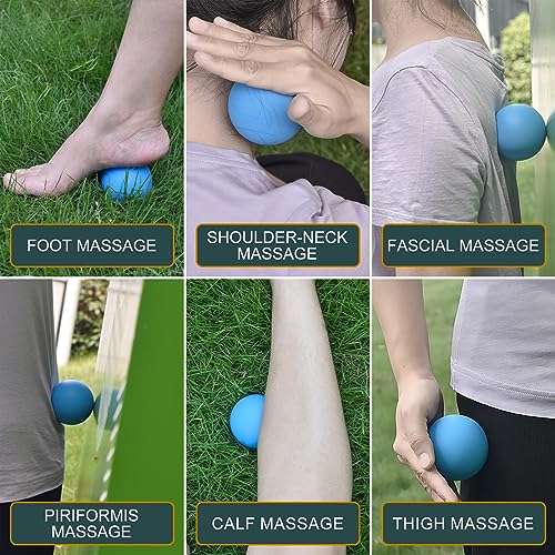 Massage Lacrosse Balls for Myofascial Release (2Pack,Black) | Yoga Deep Tissue Massage,Trigger Point Therapy and Foot Plantar Fasciitis,Muscle Soreness Massager Ball - color: Black