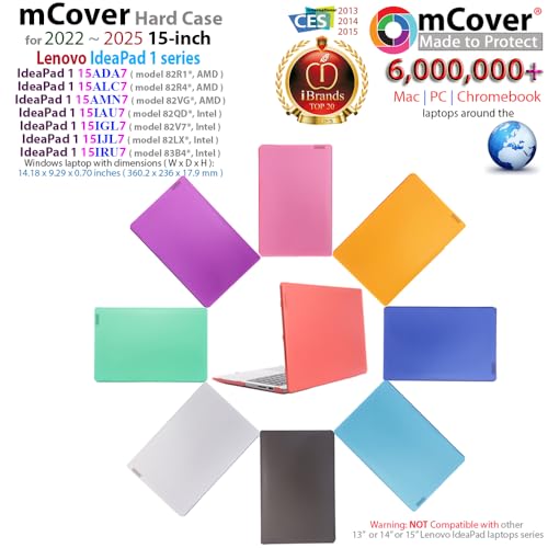 mCover Case Compatible ONLY for 2022-2025 15" Lenovo IdeaPad 1 Series (15ADA7 / 15AMN7 / 15ALC7 / 15IAU7 / 15IGL7 / 15IJL7 / 15IRU7) Windows Laptops (NOT Fitting Any Other Models)- Pink - color: Pink