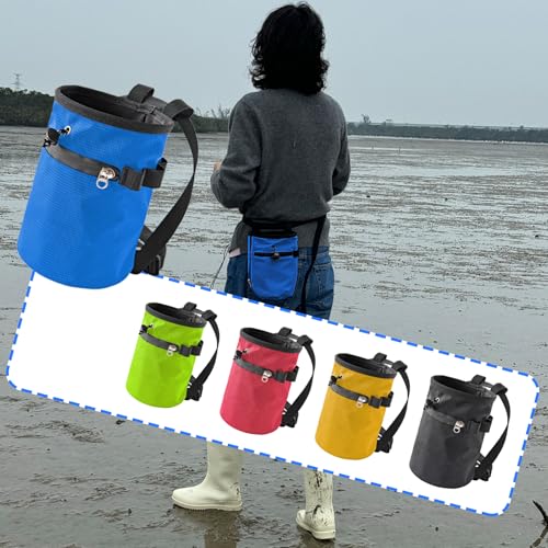 Rock Climbing Chalk Bag & Zippers Pockets Adjustable Bouldering Chalk Bag Bucket for Gym Climbing Gymnastic Bouldering Bucket - color: Sky Blue