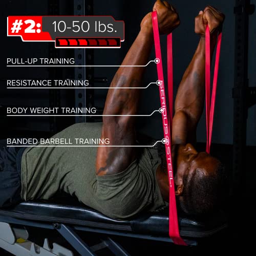 Serious Steel 41" Assisted Pull-up Band, Heavy Duty Resistance Band Sets, Stretching, Powerlifting, Resistance Training and Pull Up Assistance Bands - color: Complete Set (#0-5)