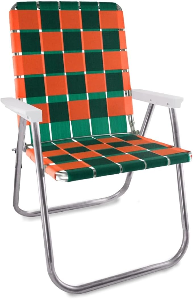 Lawn Chair USA Folding Aluminum Outdoor Patio Lawn Chair | Heavy-Duty Webbed Chairs for Camping, Sports, Beach, Yard & Tailgating | Lightweight Portable | Classic - Florida Theme