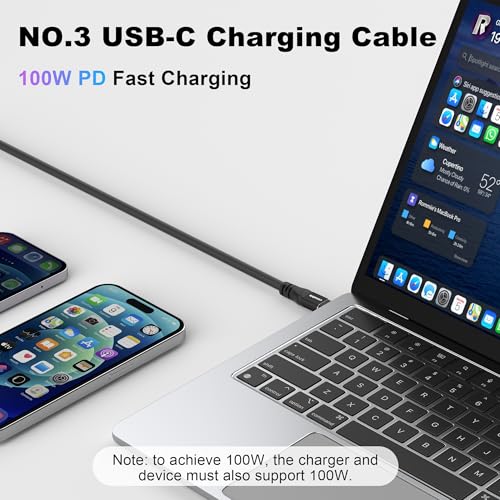 USB C to Ethernet Cable 6FT, 2-in-1 USB C to RJ45 Adapter (1Gbsp Ethernet) & USB C Cable (10G/4K/100W), Thunderbolt 4/5 Compatible, Ideal for MacBook, iPad Pro, XPS, Surface Pro, Essential for Travel - size: 6 FT